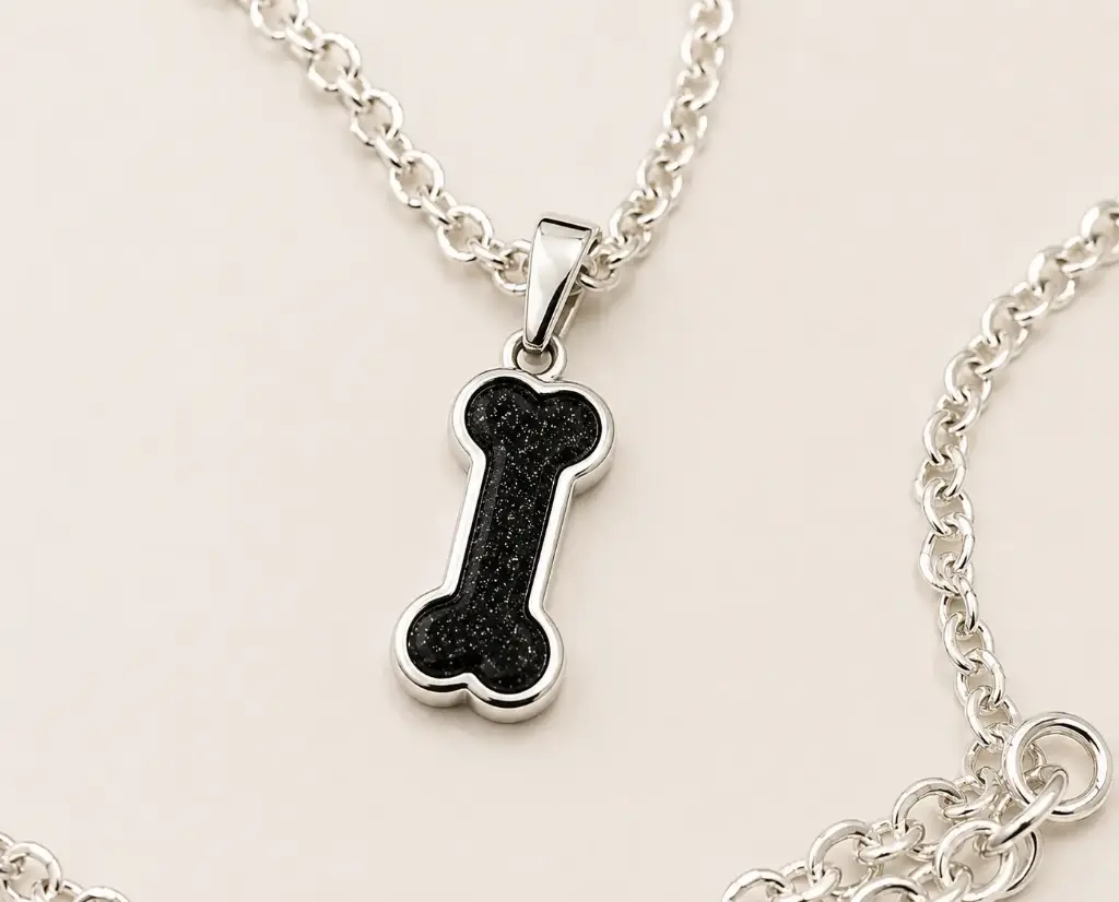 Colgante de plata de ley "Hueso" elaborado con cabello o cenizas