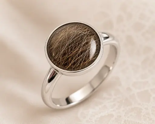 Anillo de plata de ley elaborado con cabello o cenizas  